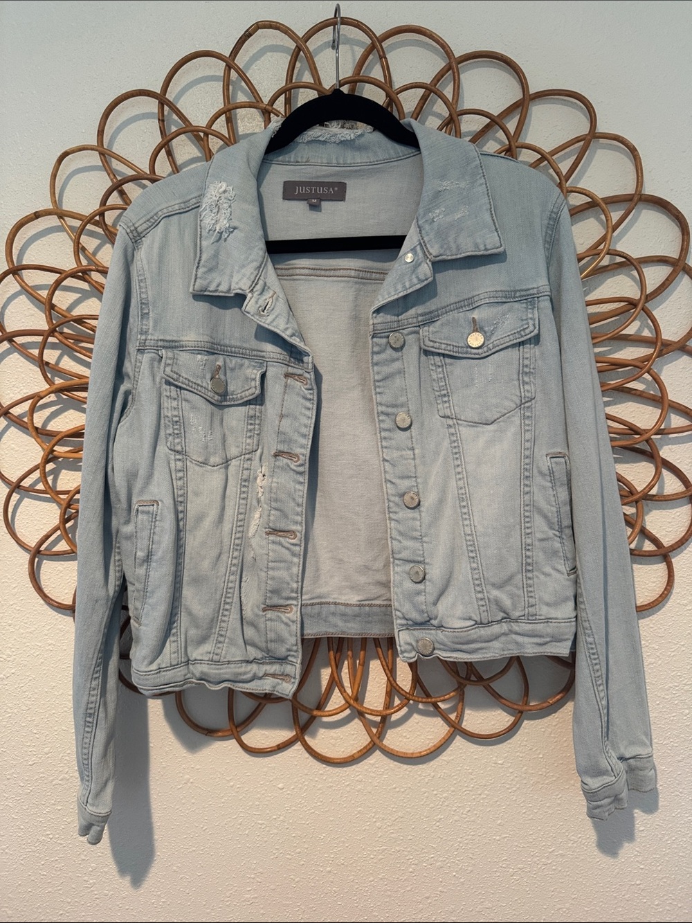 Just USA Light Wash Denim Jacket - Light Blue
